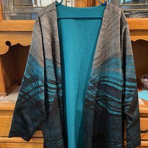 Catherines 5X Open Front Cardigan Blazer Jacket Teal, Turquoise, Gray, Black